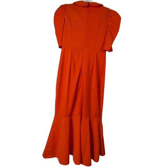 Orange Ruffle Dress XL Sexy Retro Pinup Stretch Classic Glamour Feminine Party - Picture 4 of 8